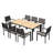 9-Piece Outdoor Dining Set with Rectangular Table and 8 Stackable  Textile Chairs, Brown