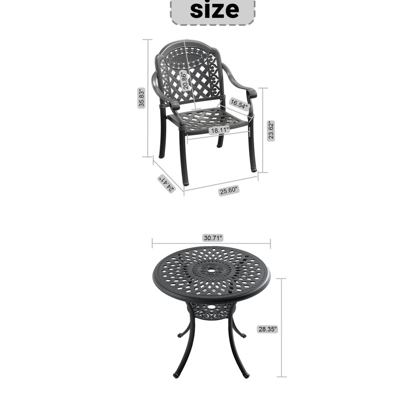 Black Cast Aluminum Patio With Cozy Cushions - To Snow, Seats 4 Wear ,, 4