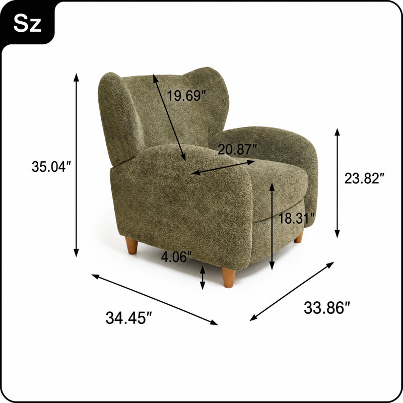 Chaise d'appoint multifonctionnelle à dossier incurvé moderne avec fonction de repose-pieds en chenille vert olive pour les espaces de salon, d'étude et de loisirs