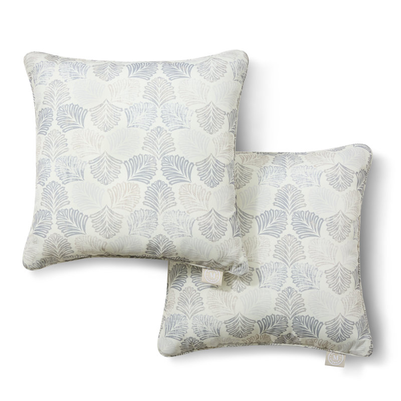 MARTHA STEWART Modern Banana Leaves Indoor Outdoor Pillow 2-Pack Set, 18", Square, Warm Gray, 18"H x 18"W