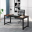 Bureau de direction 63 po, grand poste de travail d'ordinateur moderne avec structure en métal épais, mobilier de bureau pour la maison, finition brune et noire