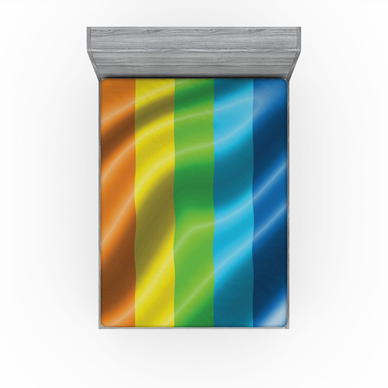 Drap-housse Ambesonne, paquet de 2, Drap-housse grand, Orange / jaune / bleu rayé