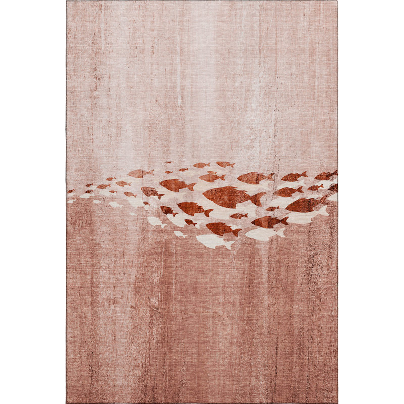 Premium Machine Washable Cerrito Terracotta Rug, Rectangle 2'6" x 3'10"