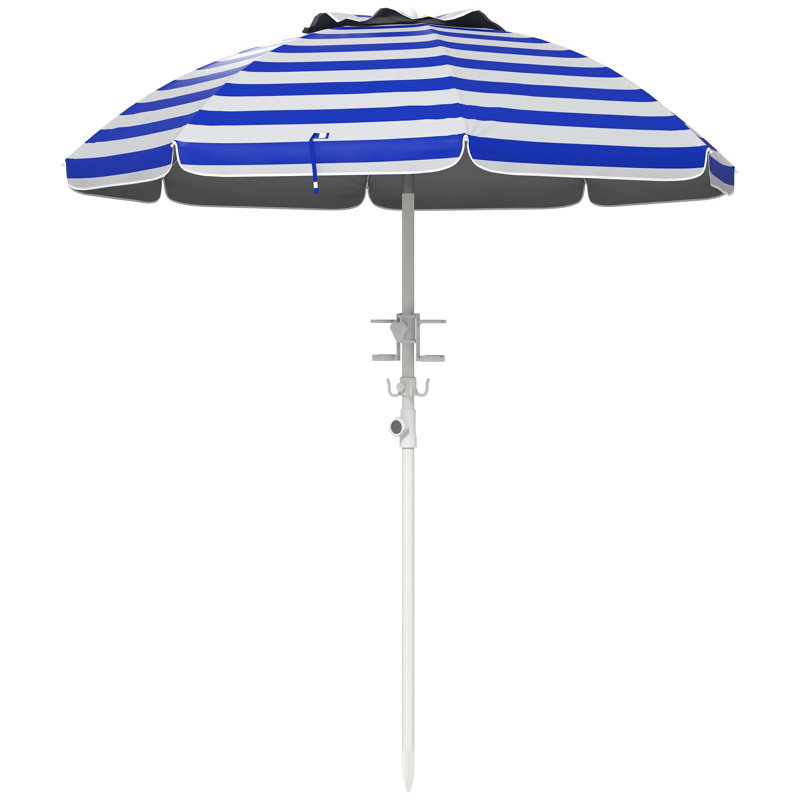 Parasol d'extérieur polyvalent avec caractéristiques avancées pour une expérience d'ombrage ultime, Bleu / rayures blanches