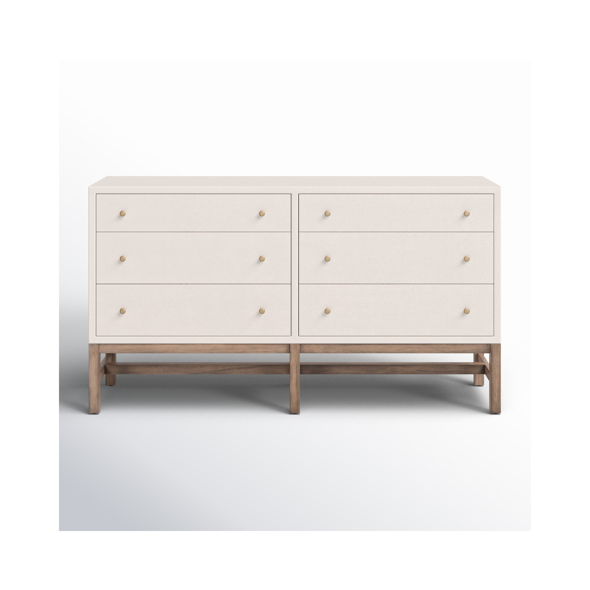 Hakana 6 Drawer Raffia Dresser, Ivory Painted Raffia
