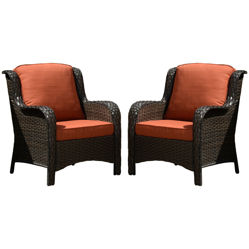 Chaise de patio avec coussins Tommy, Orange-rouge