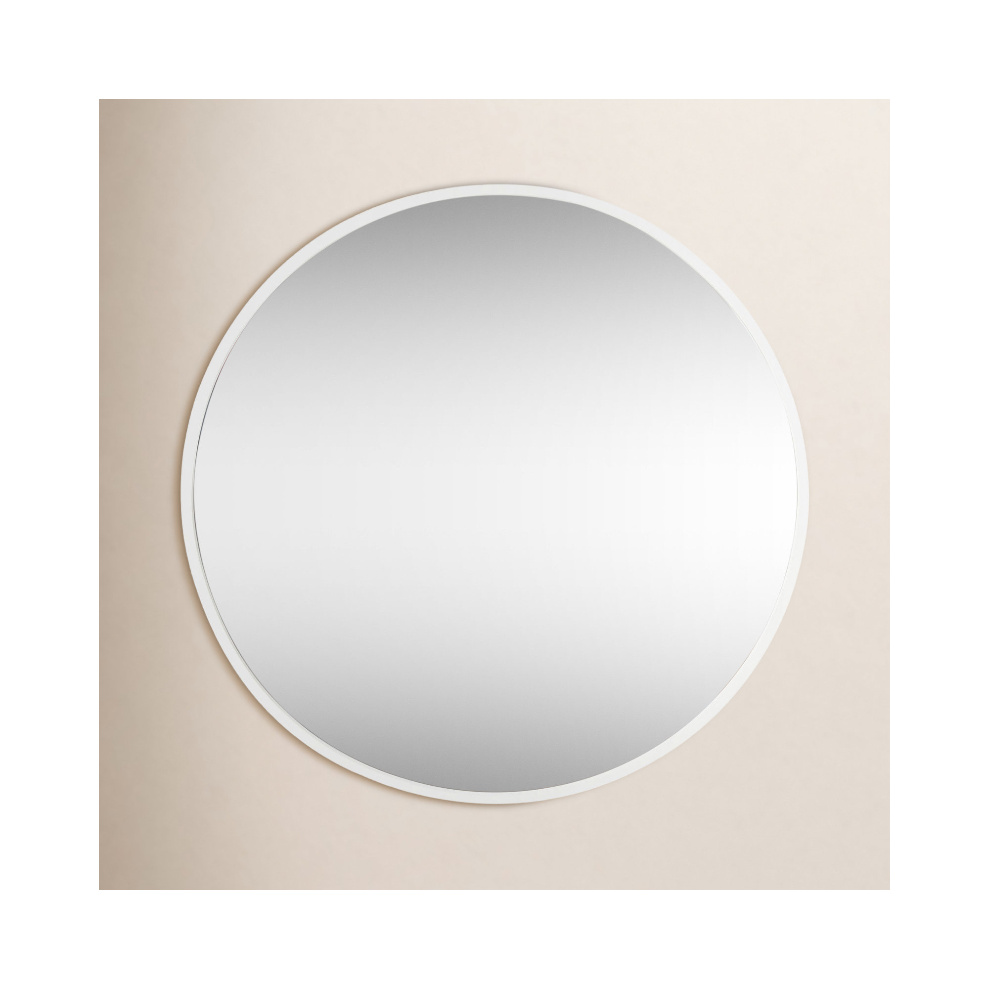 Hub Rubber Round Mirror, White, 37'' x 37''