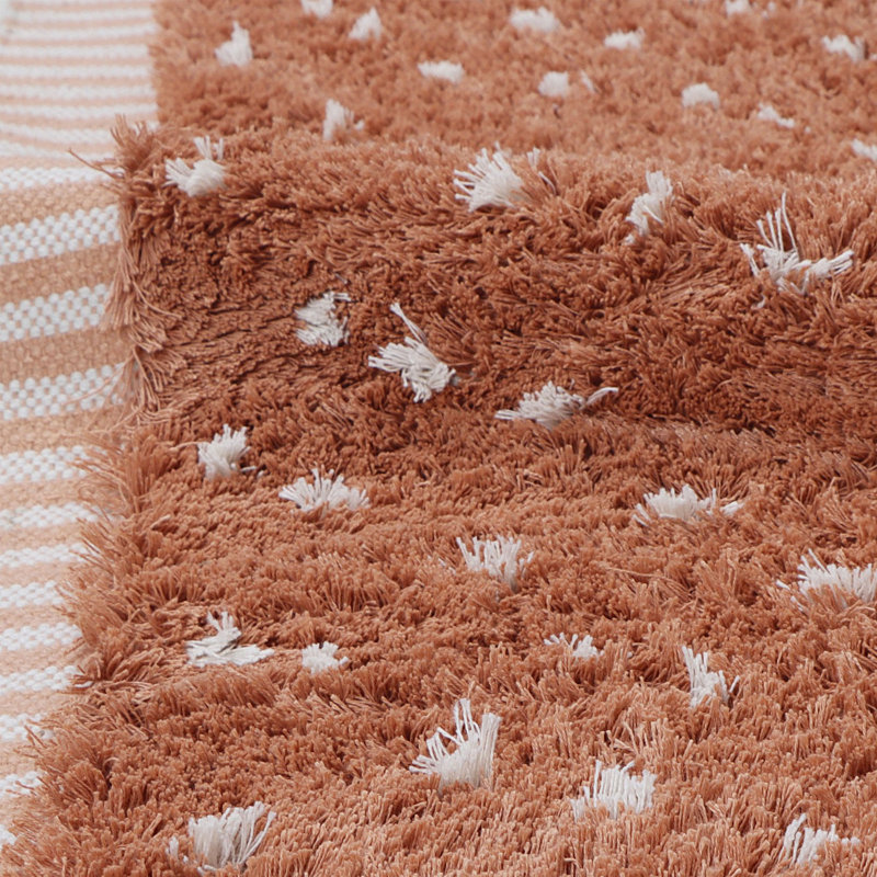 Tapis orange tissé à la main, Rectangle 5 pi x 8 pi