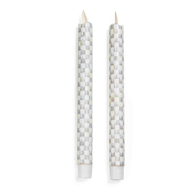 Courtly Check® Flicker Dinner Candles, Gray/White