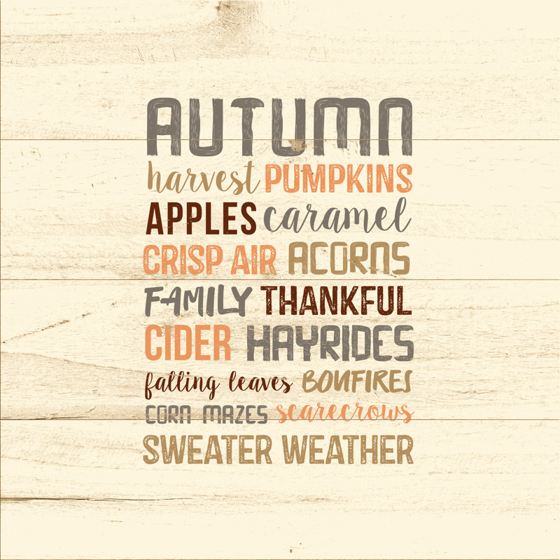 Autumn Words - Wrapped Canvas Print, 30cm H x 30cm W x 3.8cm D