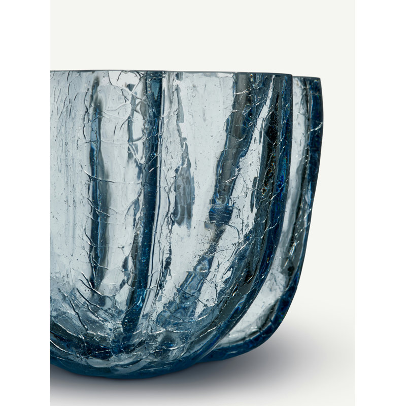 Crackle Handmade Circular Glass Decorative Bowl