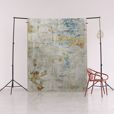 Beige Themed Multicolored Abstract Patterned Creative Modern Decorative Carpet