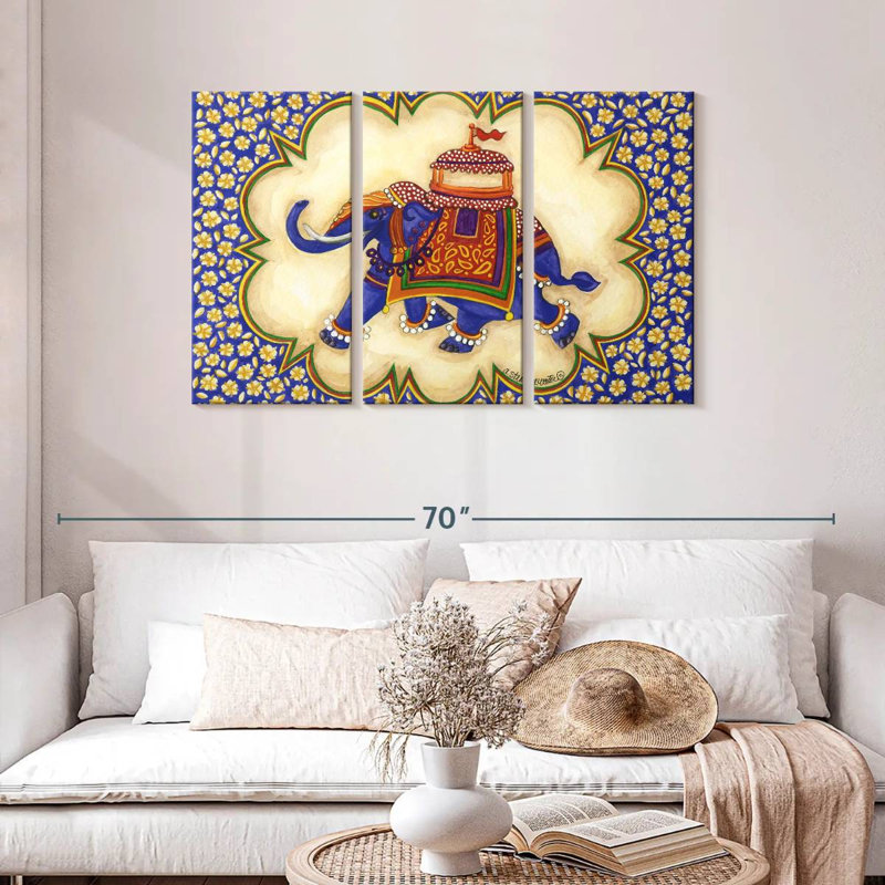 Brampt Elephant Cartouche Facing Left, 28" H x 45" W