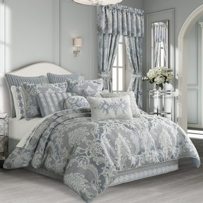 QUEENSBURY - STEEL BLUE KING 4PC. COMFORTER SET