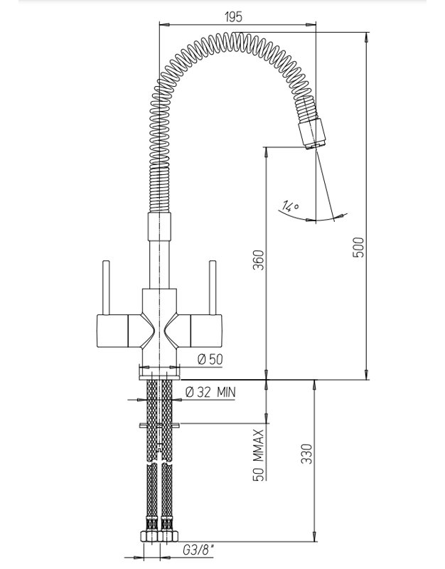 Piralla Cox Kitchen Faucet, Chrome