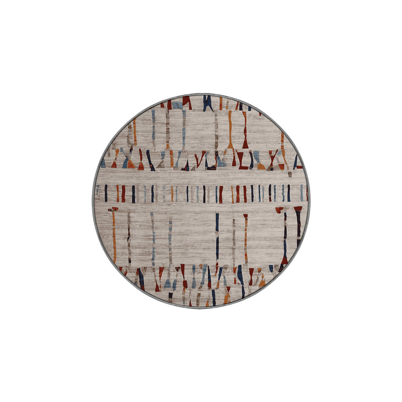 Machine Washable Gray Area Rug, Round 5'