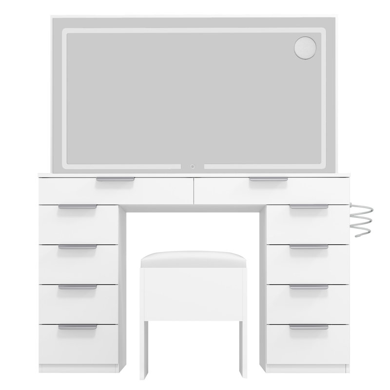Vanity With Built-In Socket, White