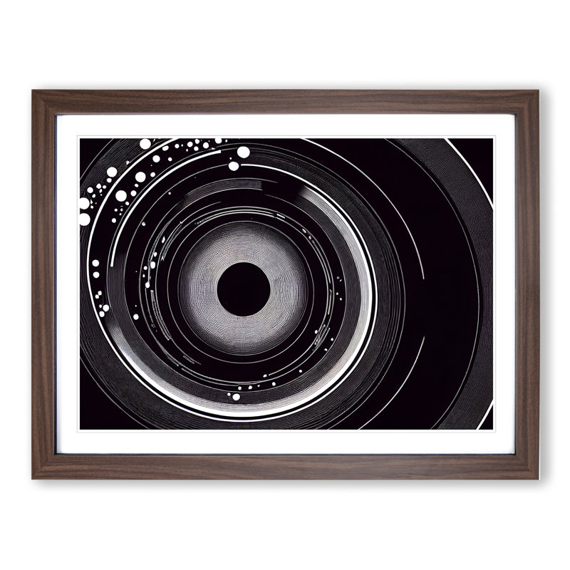Fabulous Vinyl Record Abstract - Single Picture Frame Painting, 46cm H x 64cm W x 2cm D, Walnut