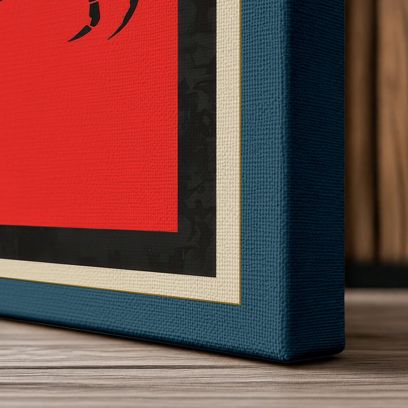 Bold Crab Art Deco - Wrapped Canvas, 36x24 - 91.4 x 61.0 cm, Teal Border
