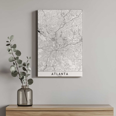 Atlanta White Map By Garima Dhawan Canvas Art Print