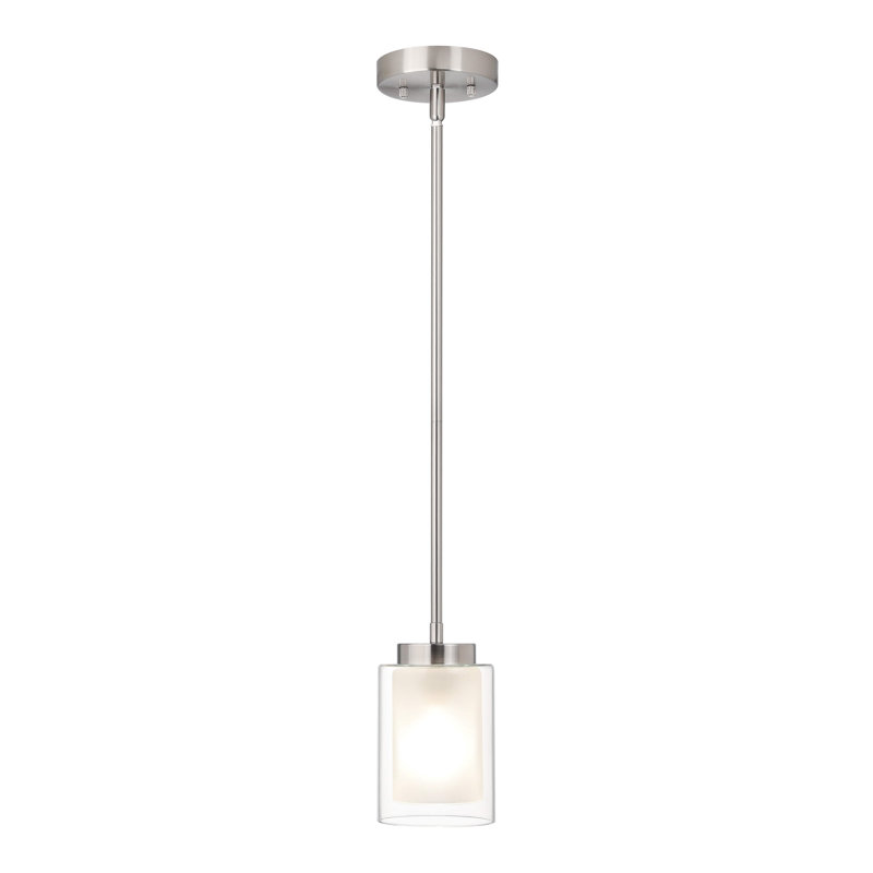 Mini luminaire suspendu 1 lumière avec double verre suspendu, Nickel brossé