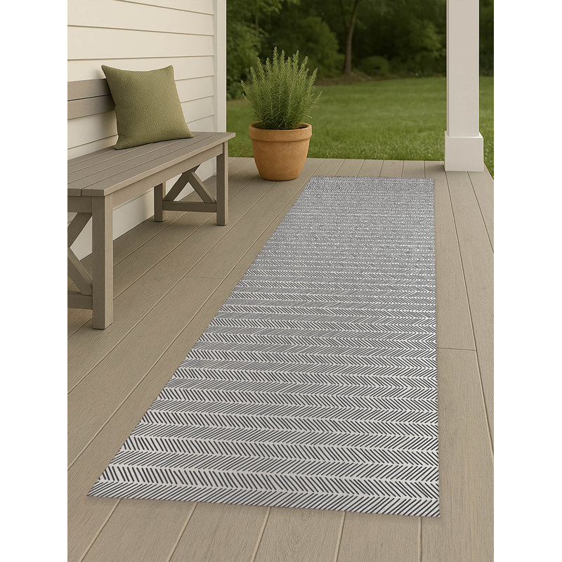 Tapis d'extérieur à chevrons antidérapant à rayures, Tapis de couloir 2 pi 6 po x 8 pi