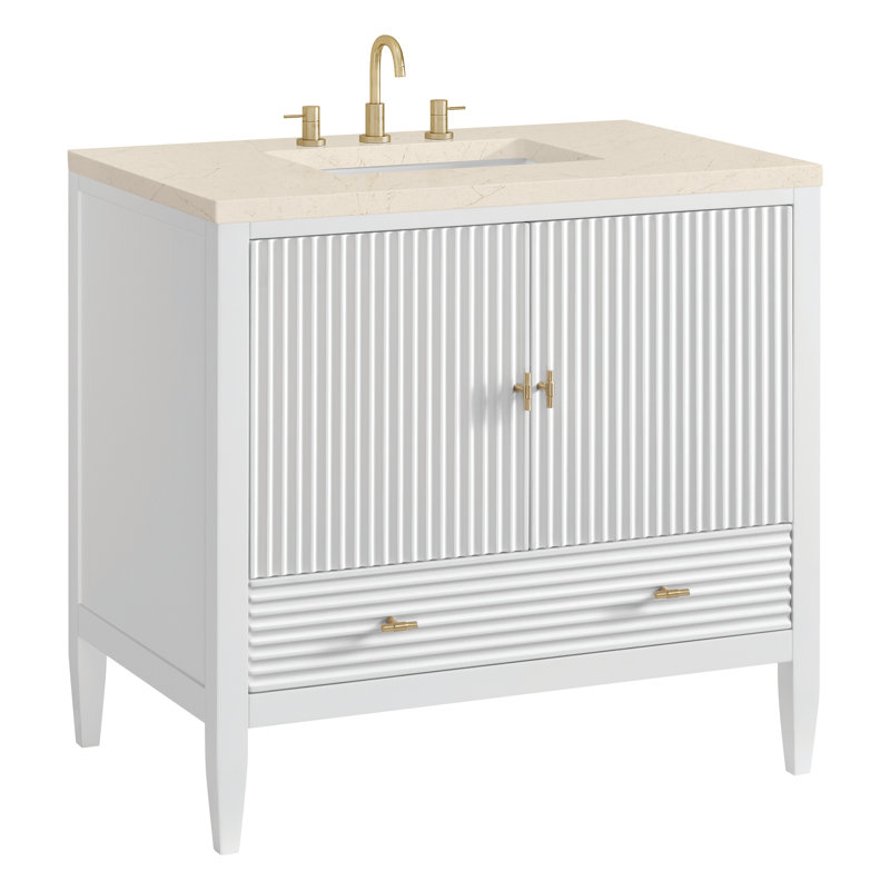 Myrrin 36'' W Single Vanity, Carrara White, Bright White, 8" Widespread
