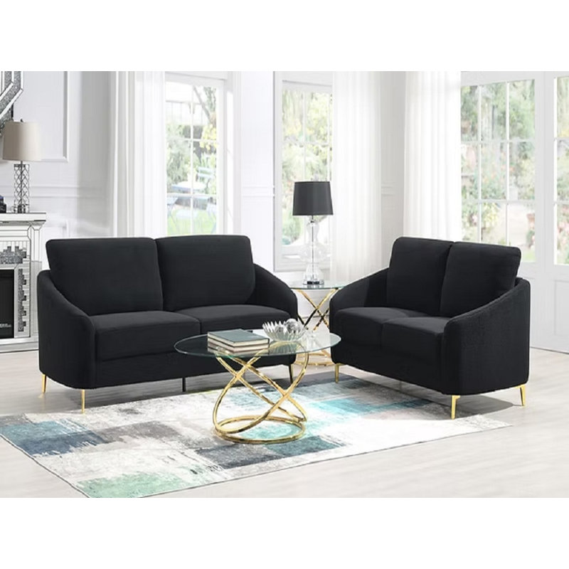 Ensemble de canapé 2 pièces Wilton, Noir