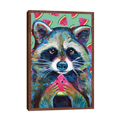 Watermelon Raccoon by Robert Phelps - Print on Canvas