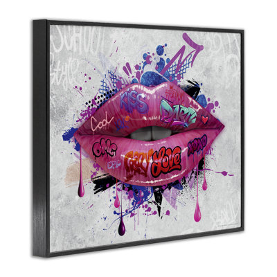 «Urban Graffiti Lips», art de la giclée sur cadre blanc par Reinders