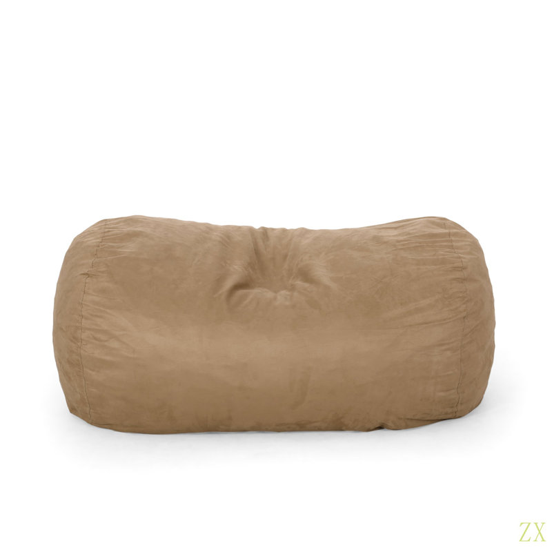 Pouf cylindrique en microfibre 6,5 pieds Potrero, Tissu beige, H 33,03 po x l 70,03 po x P 44,96 po