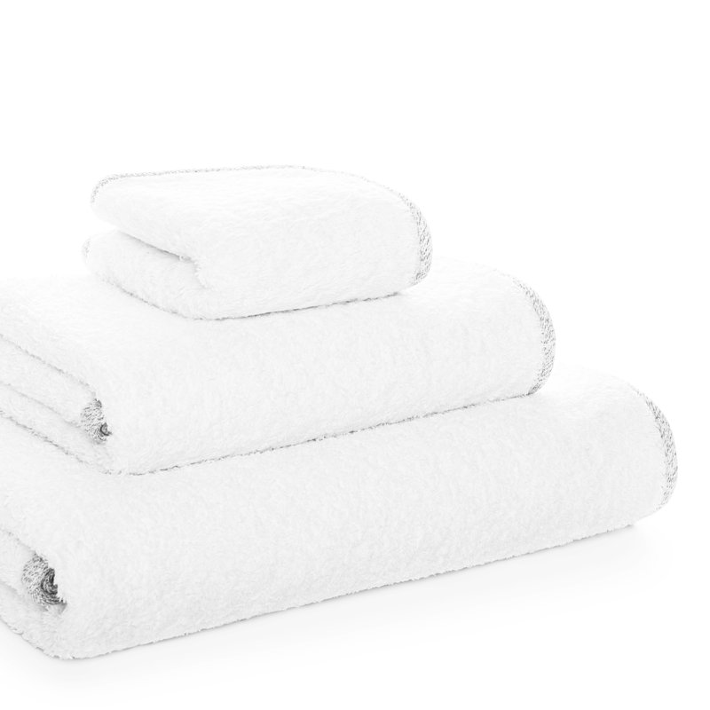 Parson Hand Towel, White/Silver