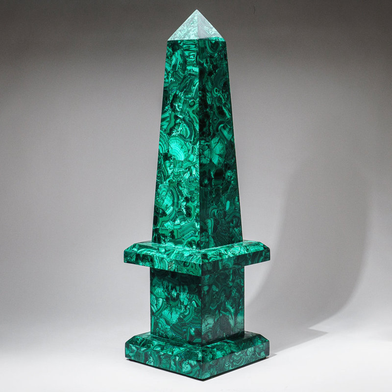Large Genuine Polished Malachite Obelisk (16.5 Lbs), Green/Black