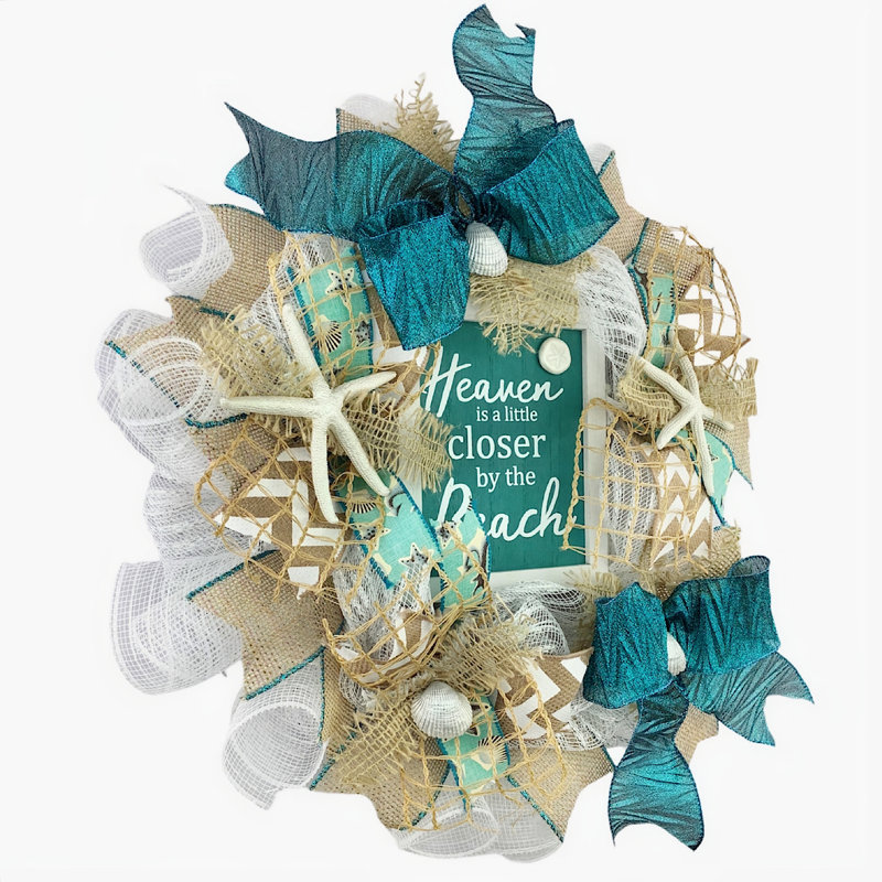 Couronne en maille décorative 16 "Heaven Is a Little Closer to the Beach