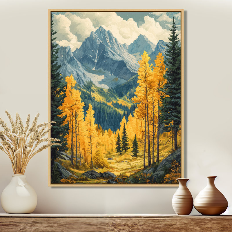 Échos de la forêt de Genève au sommet de l'Alaska II - décoration murale Alaska, H 32 po x l 16 po, Crème, crème