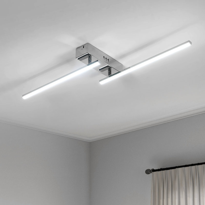 Modern 84cm Chrome Rotatable LED Flush Mount Ceiling Light 