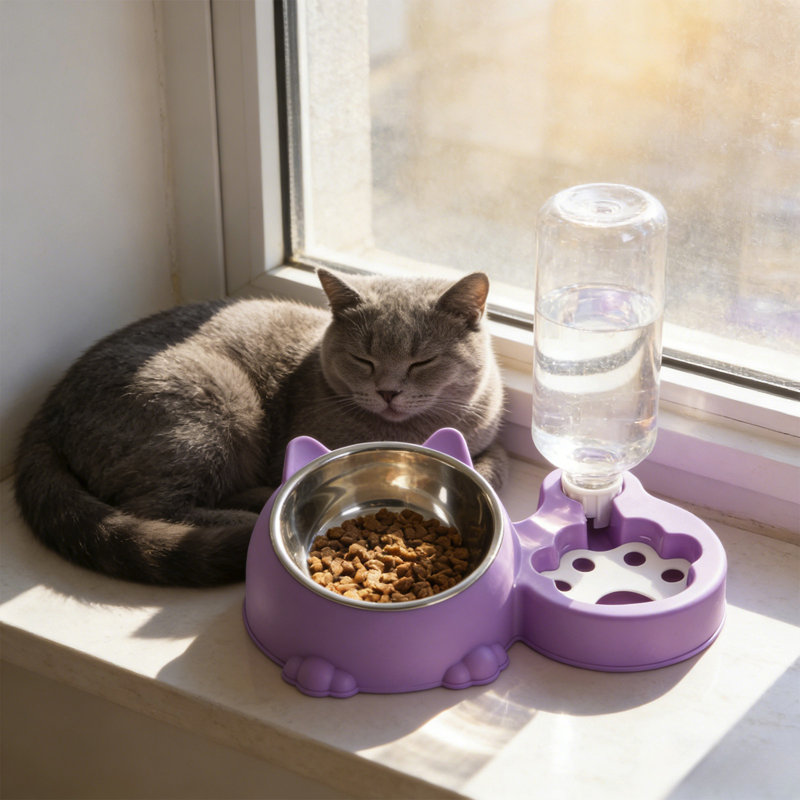 Abreuvoir automatique en acier inoxydable pour animal 11,2 x 7,67 x 3,54 po, Purple