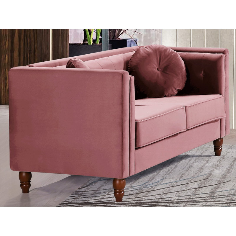 Dewel 58.3'' Velvet Loveseat, Rose Velvet
