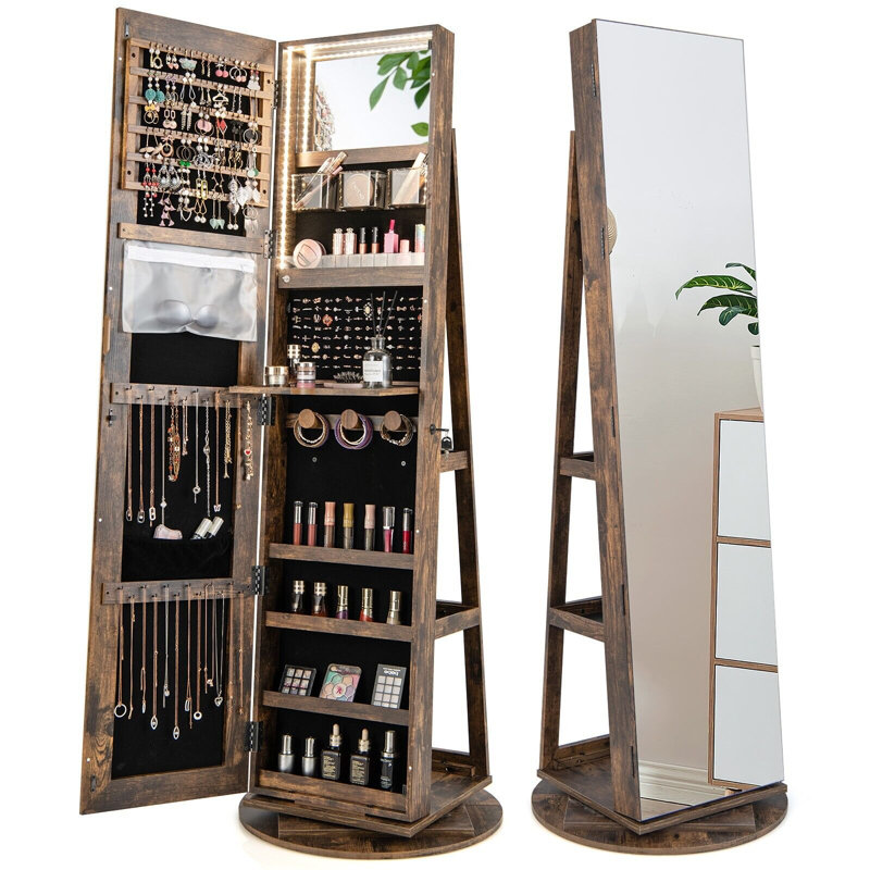 Aoting Freestanding Jewelry Armoire, Brown