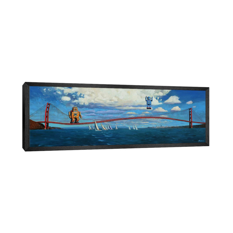 'Golden Gaters' by Eric Joyner - Floater Frame Panoramic Painting Print on Canvas