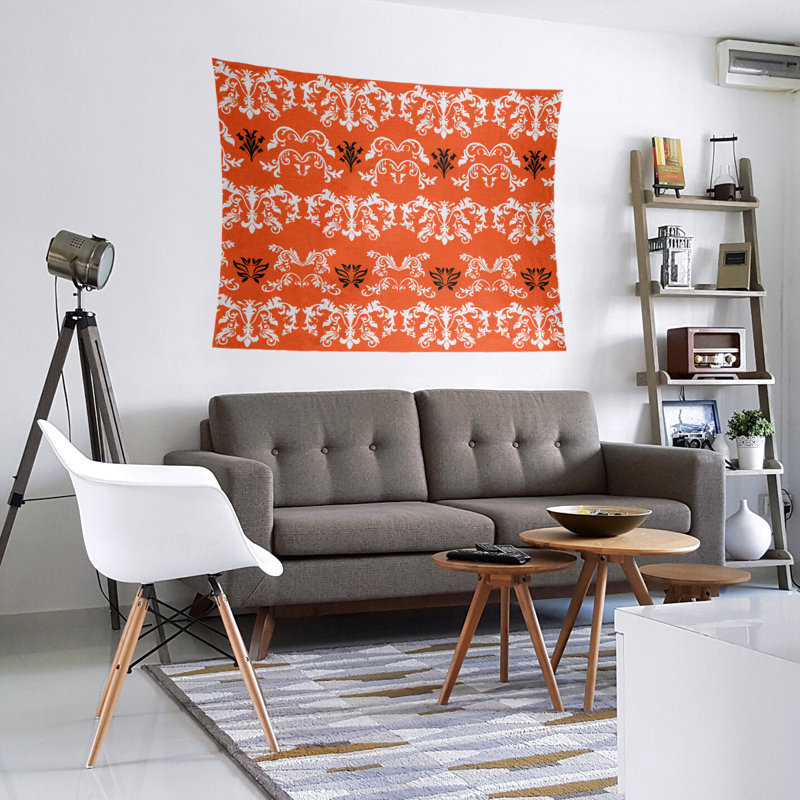 Tapisserie baroque microfibre Cincinnati Football, H 51 po x l 60 po, Orange / blanc / noir