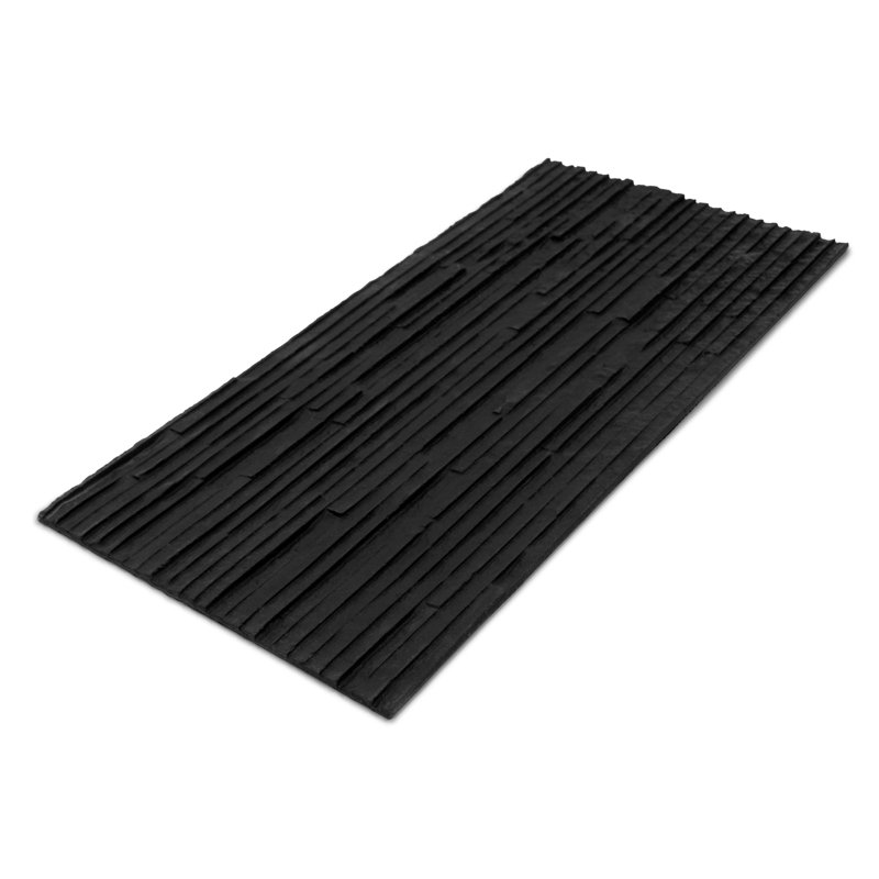 11.4" x 22.8" Natural Clay Quartizite Panel Flexible Stone Slate Wall Tile, Black