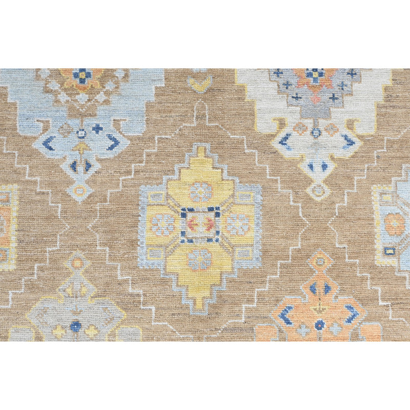 Tapis brun et beige de haute qualité noué à la main