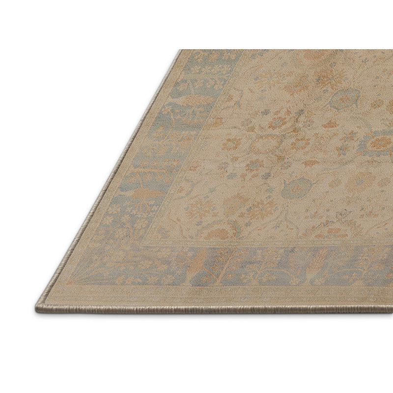 Tapis beige / bleu Leighann, Rectangle 4 pi x 6 pi