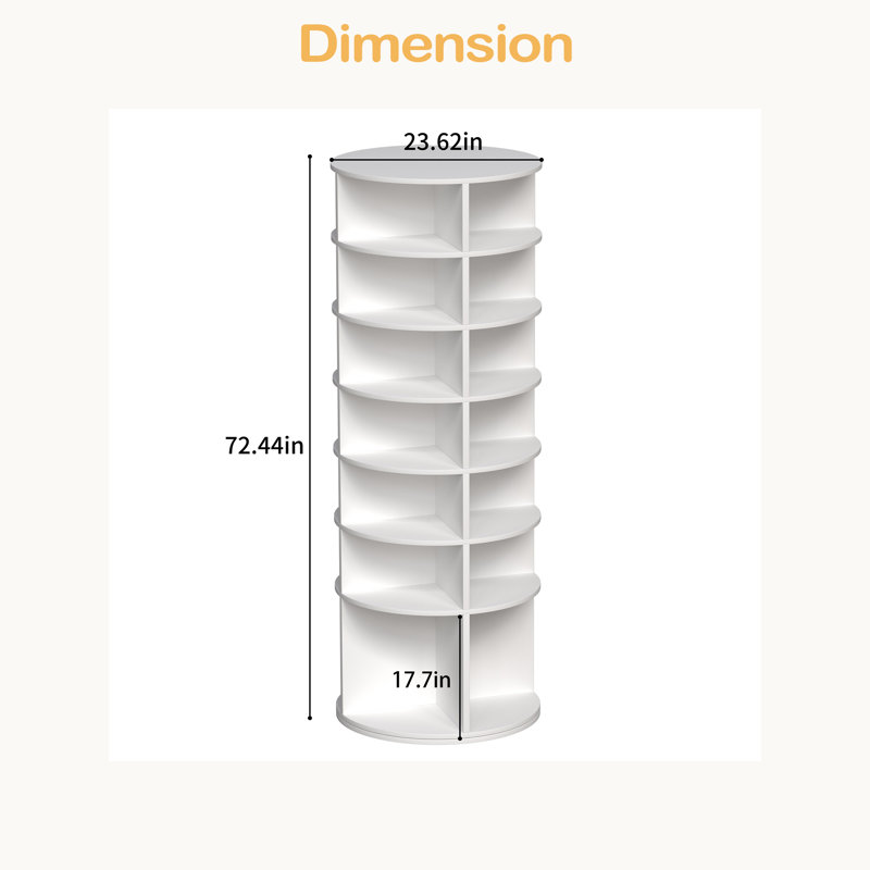 Rotating Shoe Rack Tower, 7-Tier Spinning Shoe Rack, Free Standing 360° Revolving Shoe Organizer, High Bottom Design Shoe Tower Spinning Storage Lazy Susany