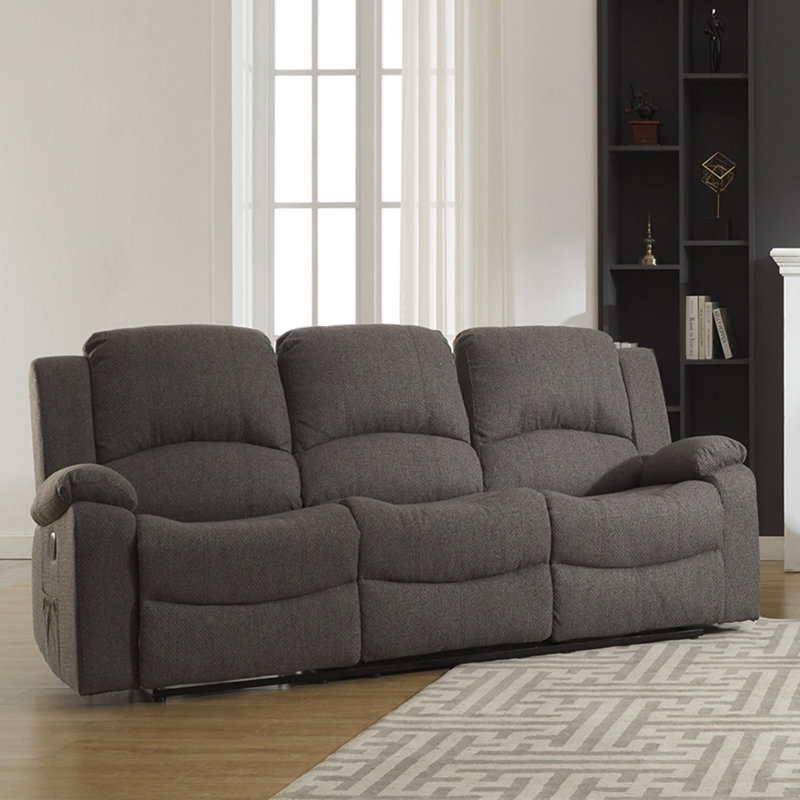 Aanvi 3 Seater Reclining Sofa, Dark Grey Polyester Twill