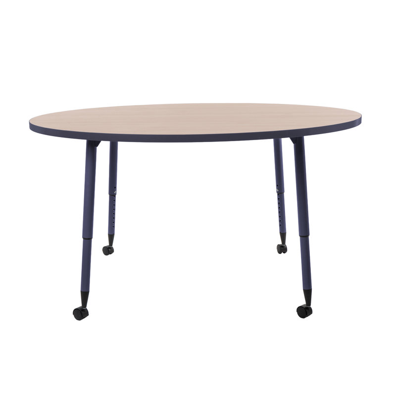 Table d'activités thermofusionnée avec pieds fuselés réglables Adapte, Sable asiatique / bleu marine, 60 po x 30 po 