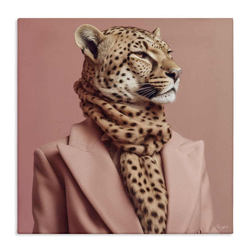 Portrait de guépard à la mode sur toile par Roozbeh, H 30 po x l 30 po x P 1,5 po