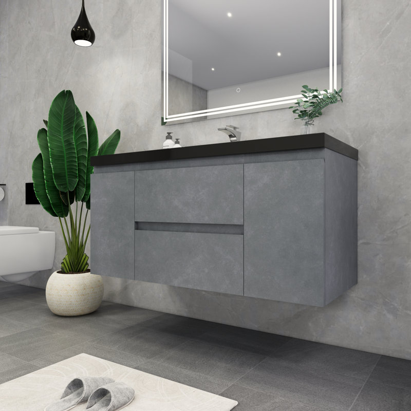 Castin 48" Wall-Mounted Single Bathroom Vanity Set, Cement Gray