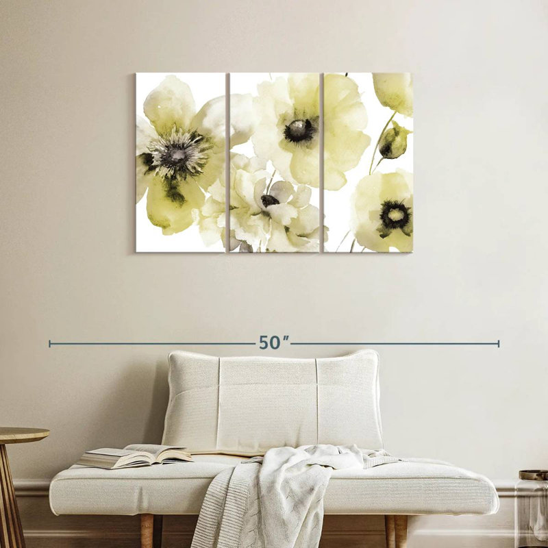Harnek gris jaune fleuri I, H 24 po x l 38 po